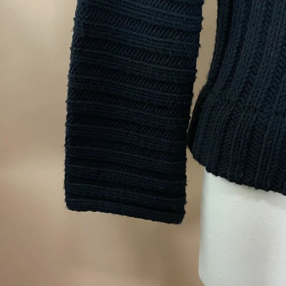 BEBE Sweater Womens XS Black Cardigan Thick Knit Button Front Collared - Picture 5 of 7